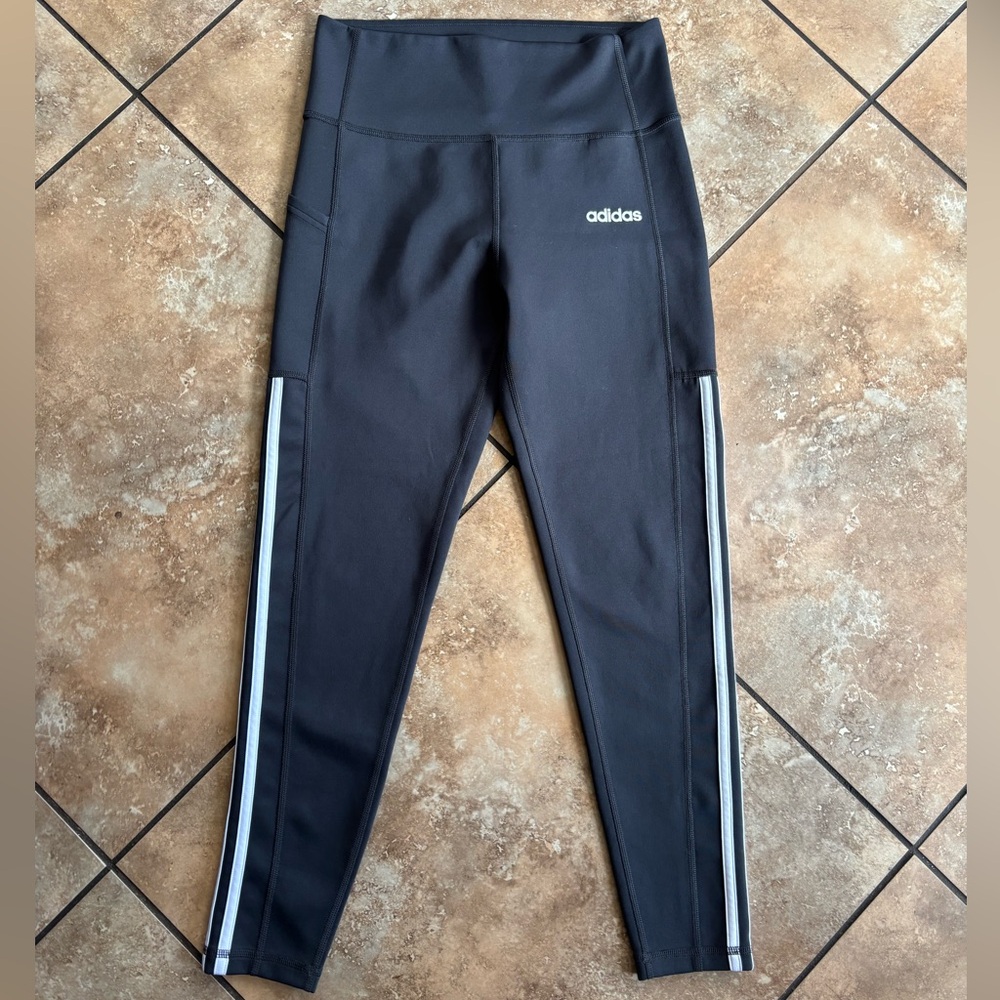 Adidas Gray Climalite Three-stripe Leggings | Gray